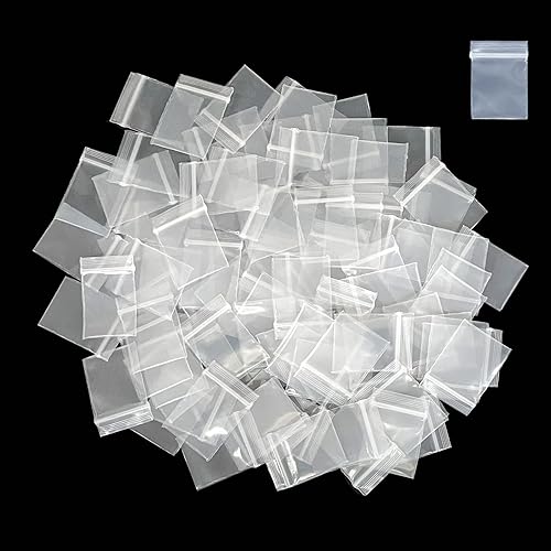 Mini bolsas de plástico transparente de 1" x 1", 200 bolsas de 4 mil con cierre de cremallera pequeñas y resistentes para pastillas, almacenamiento