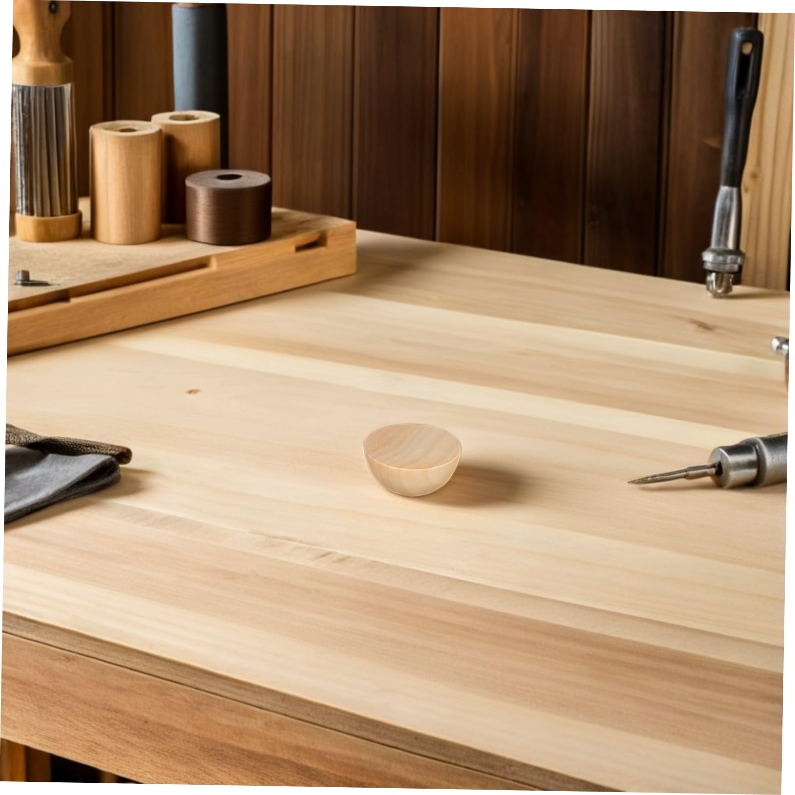 300 Piezas Bolas de Madera Semicirculares Sin Terminar Cuentas de Madera Divididas para Manualidades DIY Decoración Natural para Hogar y Proyectos Navideños