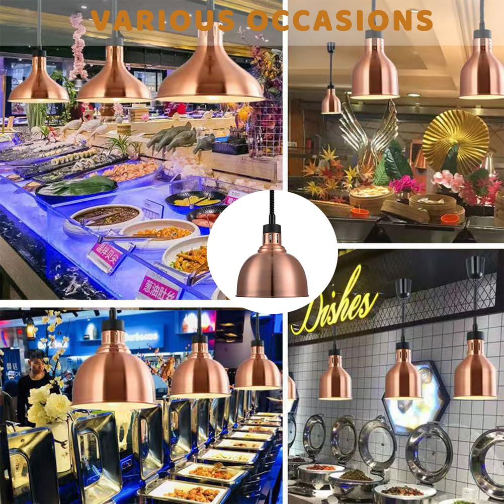 Kommerzielle Lebensmittelwärmelampe, Hängelampe, Deckenwärmer-Licht und einziehbare Lebensmittelheizlampe für Restaurant, 250 WWaluz aus Rüstungsnahrung, Bronze