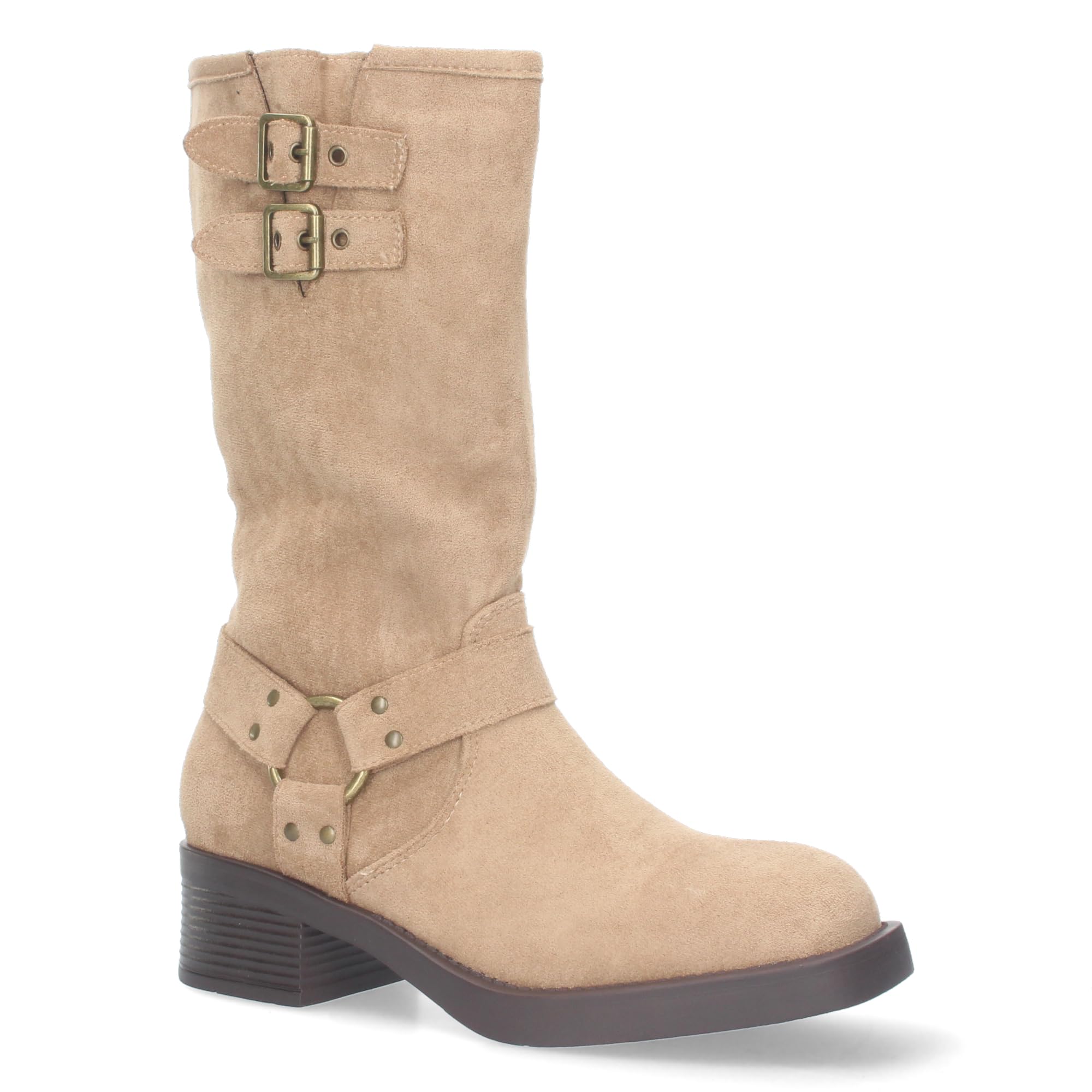 Damskie buty motocyklowe na niskim obcasie, zapinane na zamek, wygodne do noszenia na co dzień i do jazdy. Długość cholewki 27 cm.