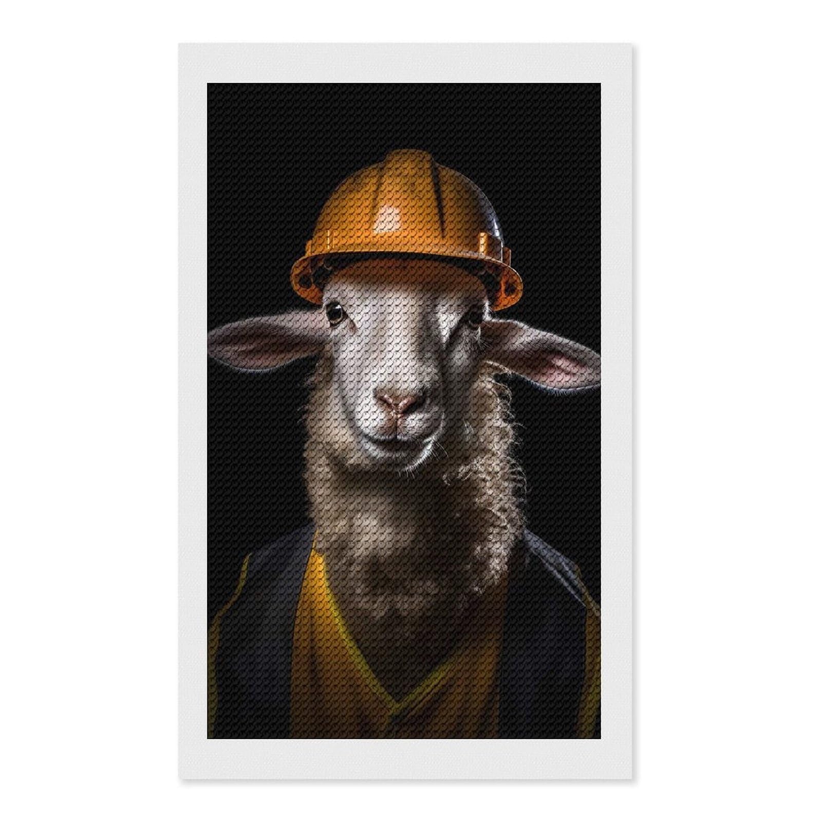 Junmoney Builder Sheep Diamond Art Kit 12"x20", Neat Printed Canvas, Finish and Display, Relaxing DIY Hobby, Living Room Decor