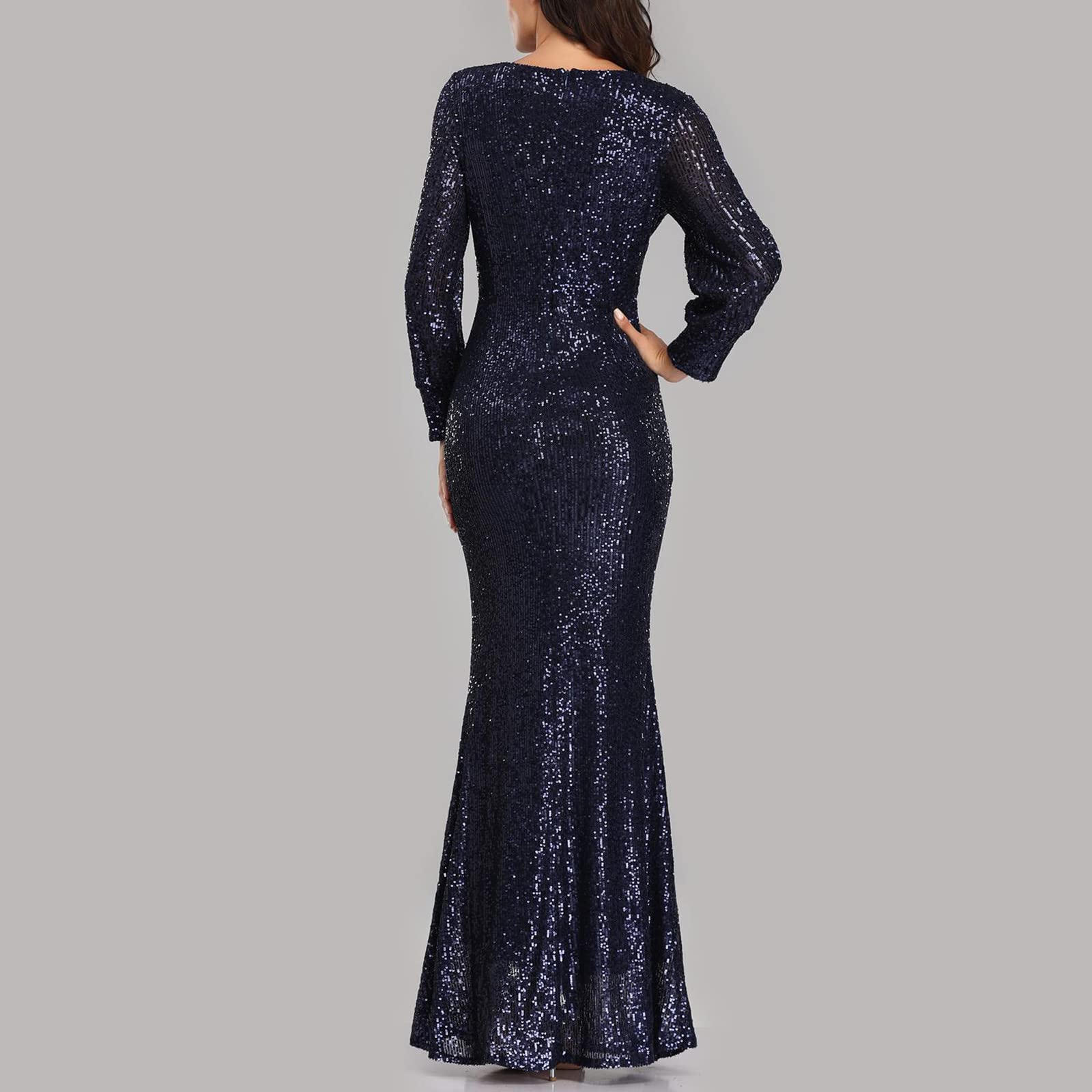 Robe Longue Sexy Robes de soirée en queue de poisson pour femmes brodées sans manches col en V mariage demoiselle d'honneur soirée longue robe étage longueur bandage bal robes de bal Jupe Évasée Danse
