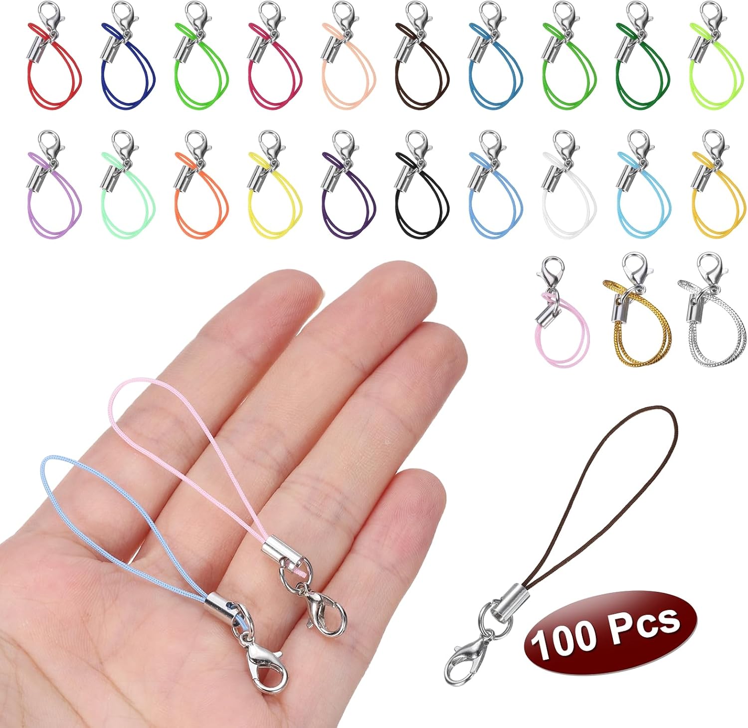 HARFINGTON 100Pcs Clasp Cords Strap with Lobster Clasp Coffee image 3
