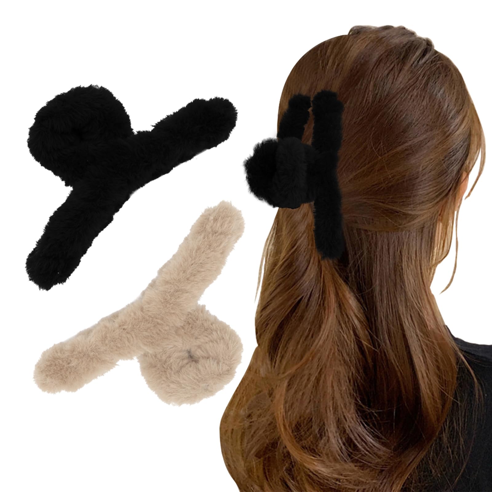 Amazon.com : 2Pcs Fuzzy Hair Clips Plush Hair Clamp for  display picture 1