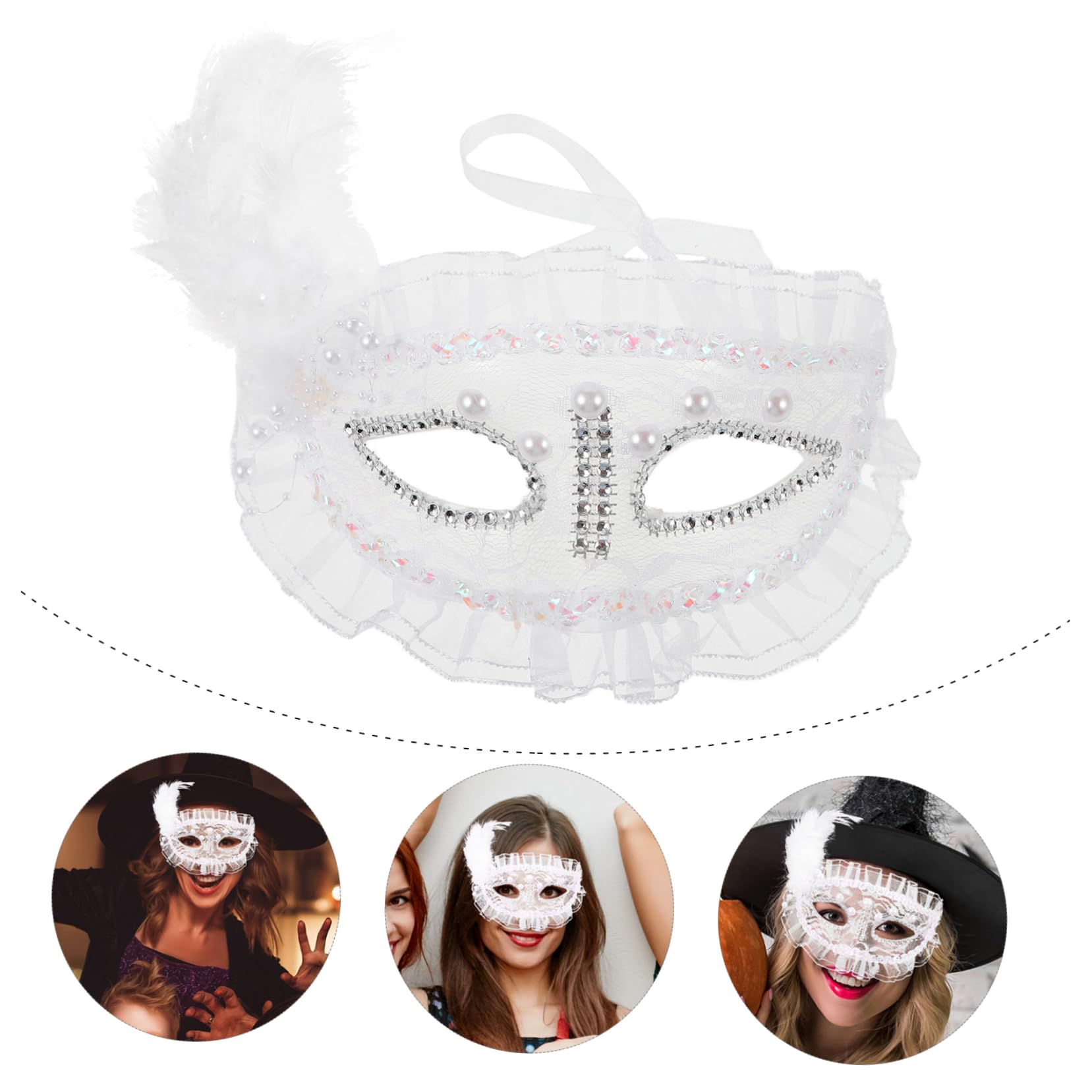 Healeved 3 Pezzi Maschera Halloween con Decorazioni e Maschera per Cosplay e Adatta per Balli e Speciali