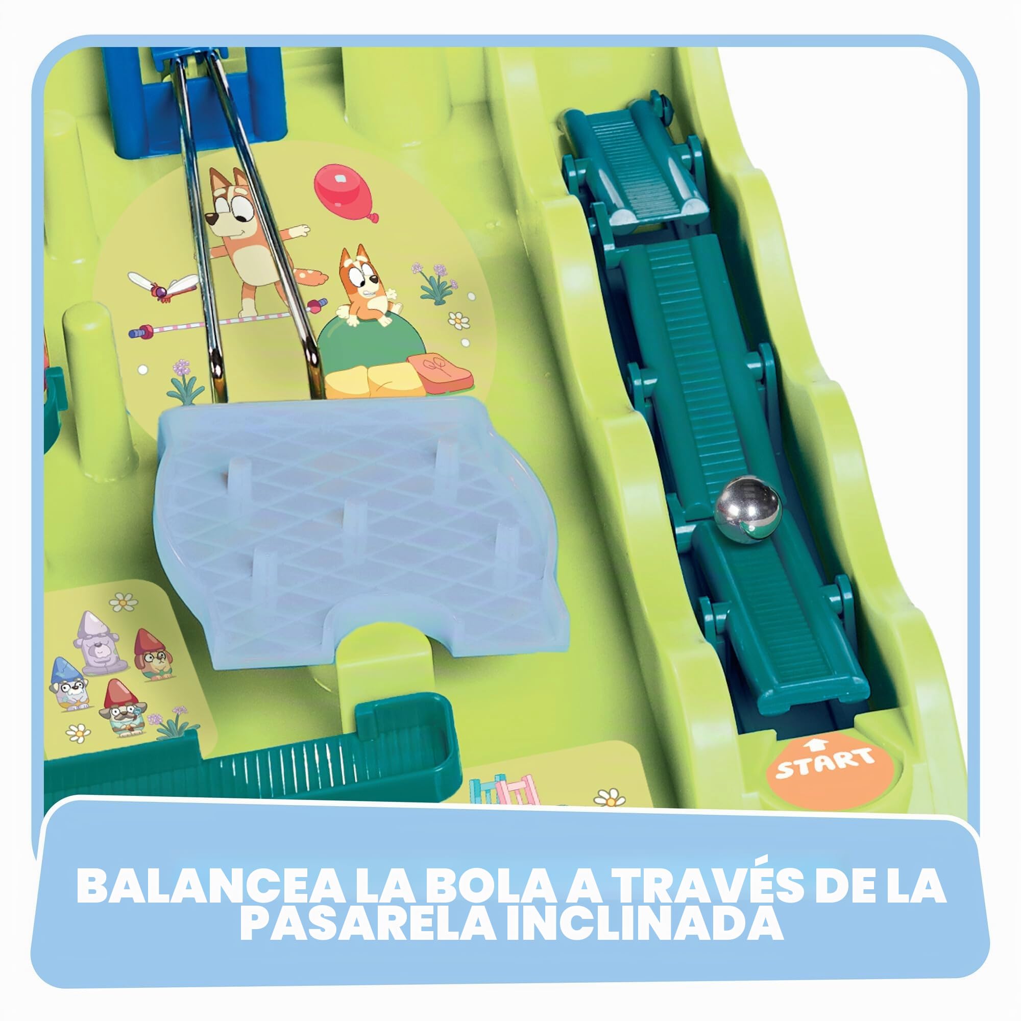 TOMY Bluey Screwball Scramble Marble Maze - Carrera de obstáculos de mesa de ritmo rápido para niños - Juegos de jardín de infantes y preescolares - Regalos Bluey para niños - 1-4 jugadores - A partir