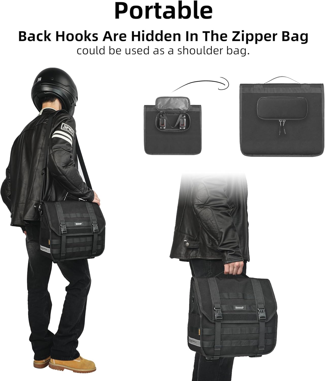 Rhinowalk Motorcycle Saddlebags, Waterproof Saddlebags, Quick Release 13L Single Side Hanging Bag Motorcycle Accessories