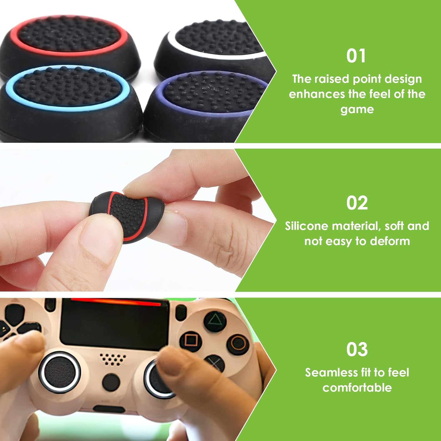 20pcs Controller Accessories Protective Cover, Joystick Caps Thumb Grips, Thumbstick Caps Grip Set Caps for Xbox One Series X/S, PS4, PS5 Controller (10 Colours)