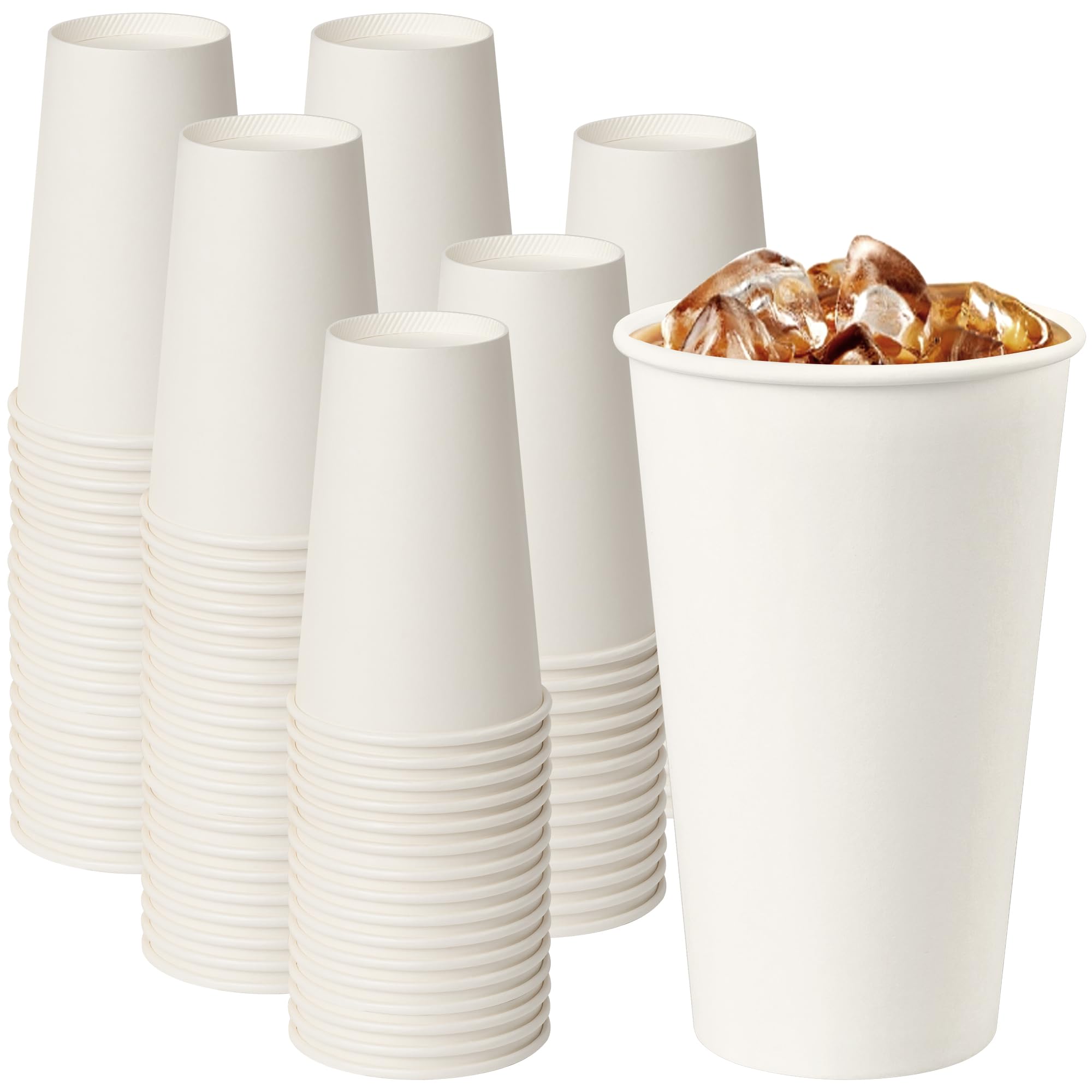 YEEHAW Tazas de café [16 onzas paquete de 210], vasos de papel desechables blancos, tazas calientes para café, líquido caliente, chocolate, jugo, taza de bebida caliente, ideal para cafeterías,
