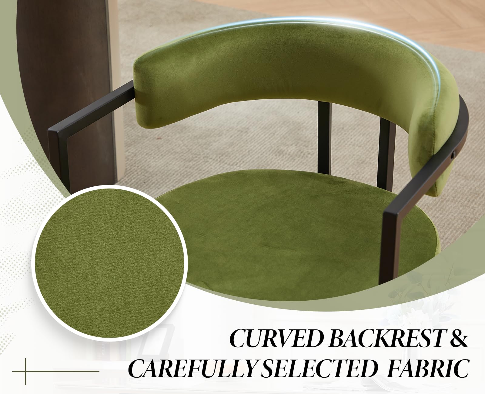 chairus Set di 2 Sedie da Pranzo in Velluto Sedie da Cucina Moderne, Verde