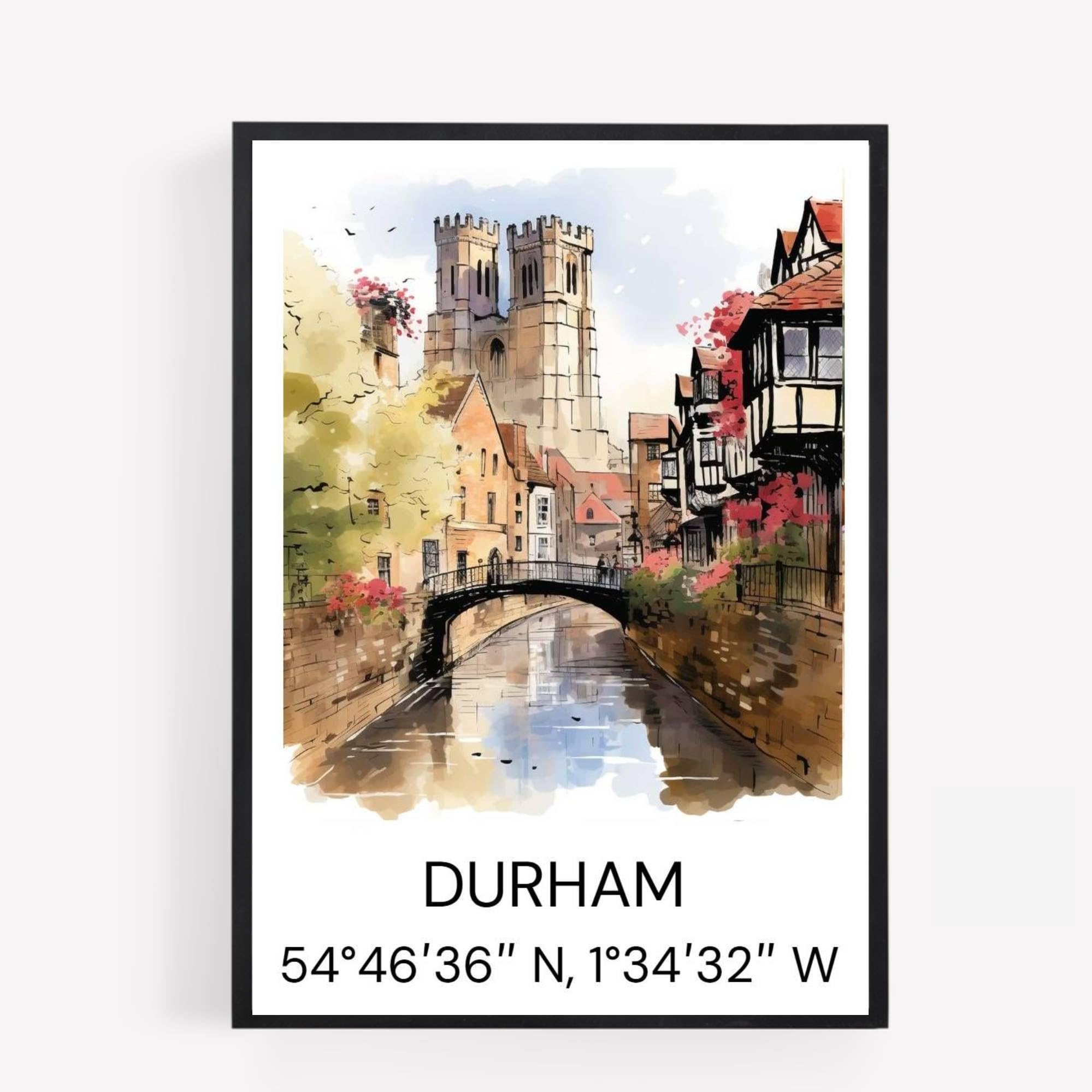 gfc durham Cityscape Skyline Map Print Picture Poster Gift A4 UNFRAMED 1 wall art Home decor Decorating landmarks