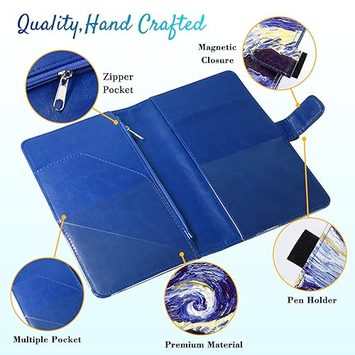 Miniatura 6 de Libreta para camarera de cuero para camarera, organizador de libro con bolsillo con cremallera, lindo libro de camarero con cierre magnético, diseño