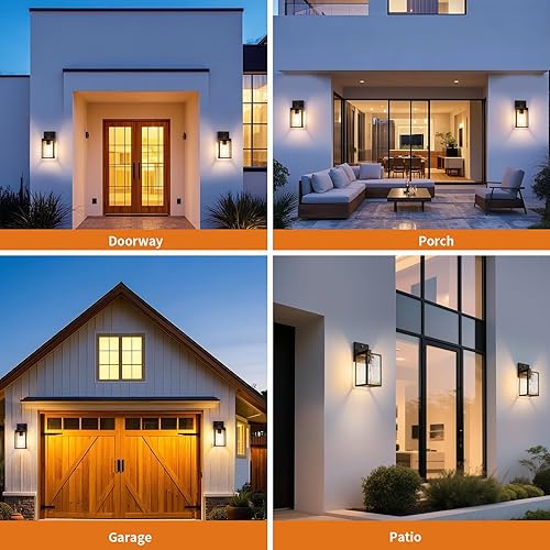 Miniatura 15 de Paquete de 2 accesorios de iluminación exterior del atardecer al amanecer, luces de porche delantero exterior con sensor para casa, lámpara