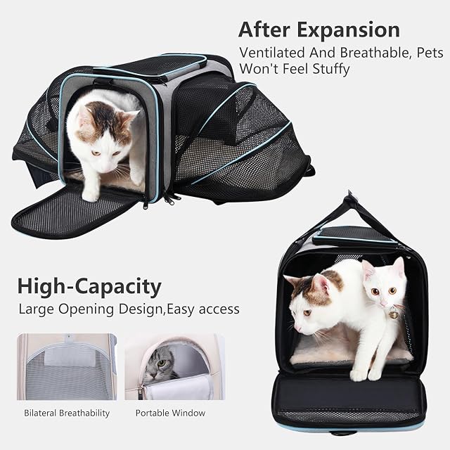 Foto 4 de 7 de PETCUTE Transportín Gato Perro Extensible, Bolsa de Transportar Mascotas
