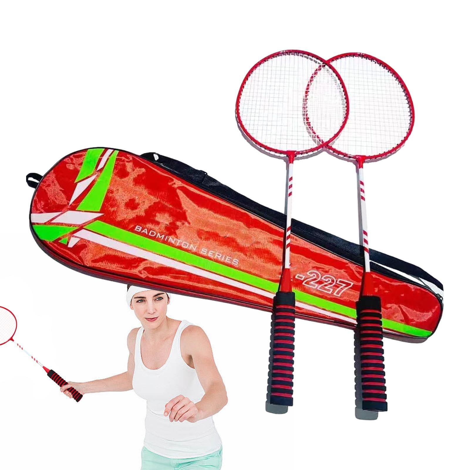 Set da badminton, racchette da badminton di ricambio per 2 giocatori, racchette elastiche e antiscivolo, attrezzatura da badminton per spiaggia, giardino, giochi di famiglia