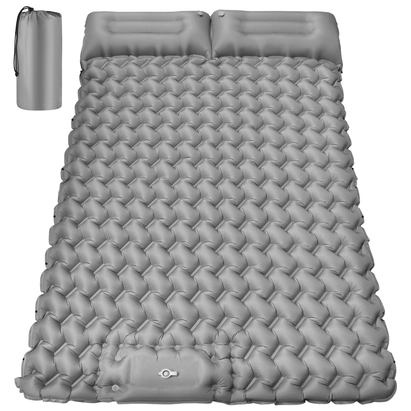 Matelas de Camping Autogonflant Double pour 2 Personnes 200x130 CM Ultraléger Tapis de Camping avec Oreiller Étanche Matelas Gonflables Unique Portable pour Voyage, Plage, la Randonnée