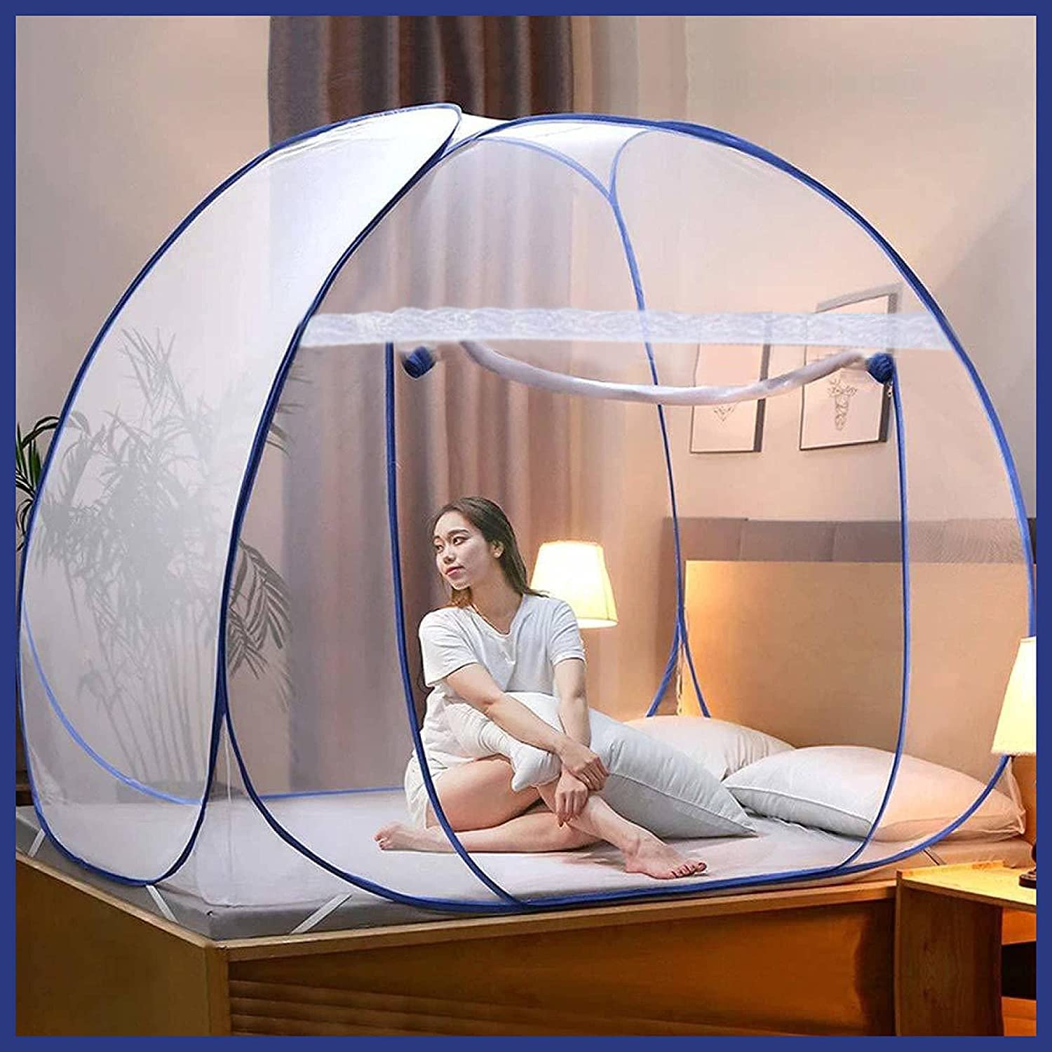 ONKAR Durable Mosquito Net for Double Bed King Size Foldable