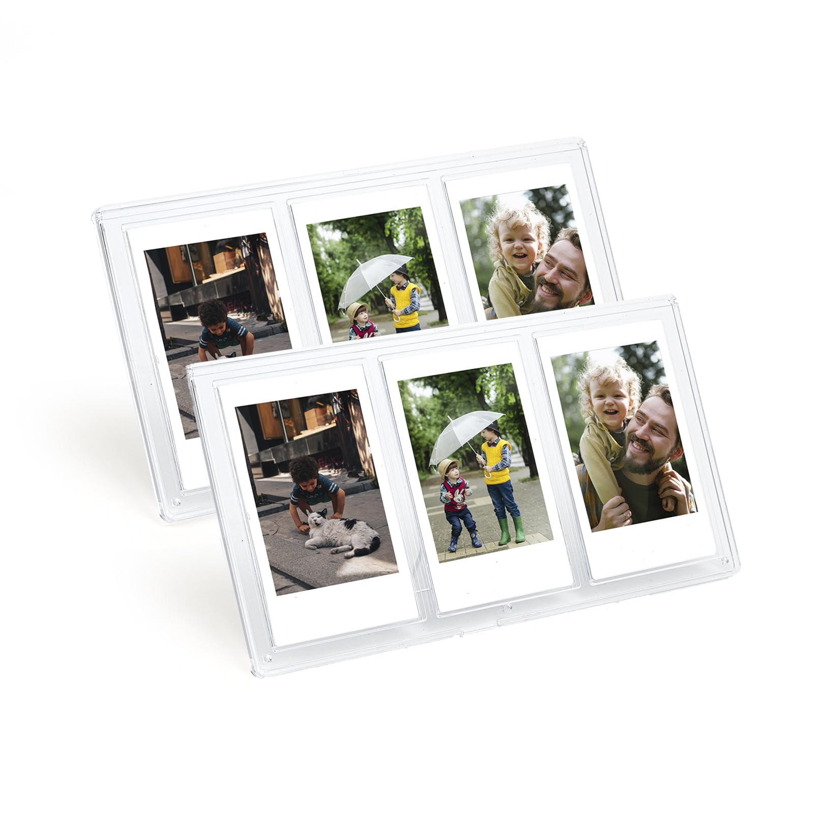 3 in 1 Tabletop Photo Frame Clear 3inch Picture Frames with Three Slot Fit for Fujifilm Instax Mini Series Camera,for Polaroid 3inch Film Photo (Clear