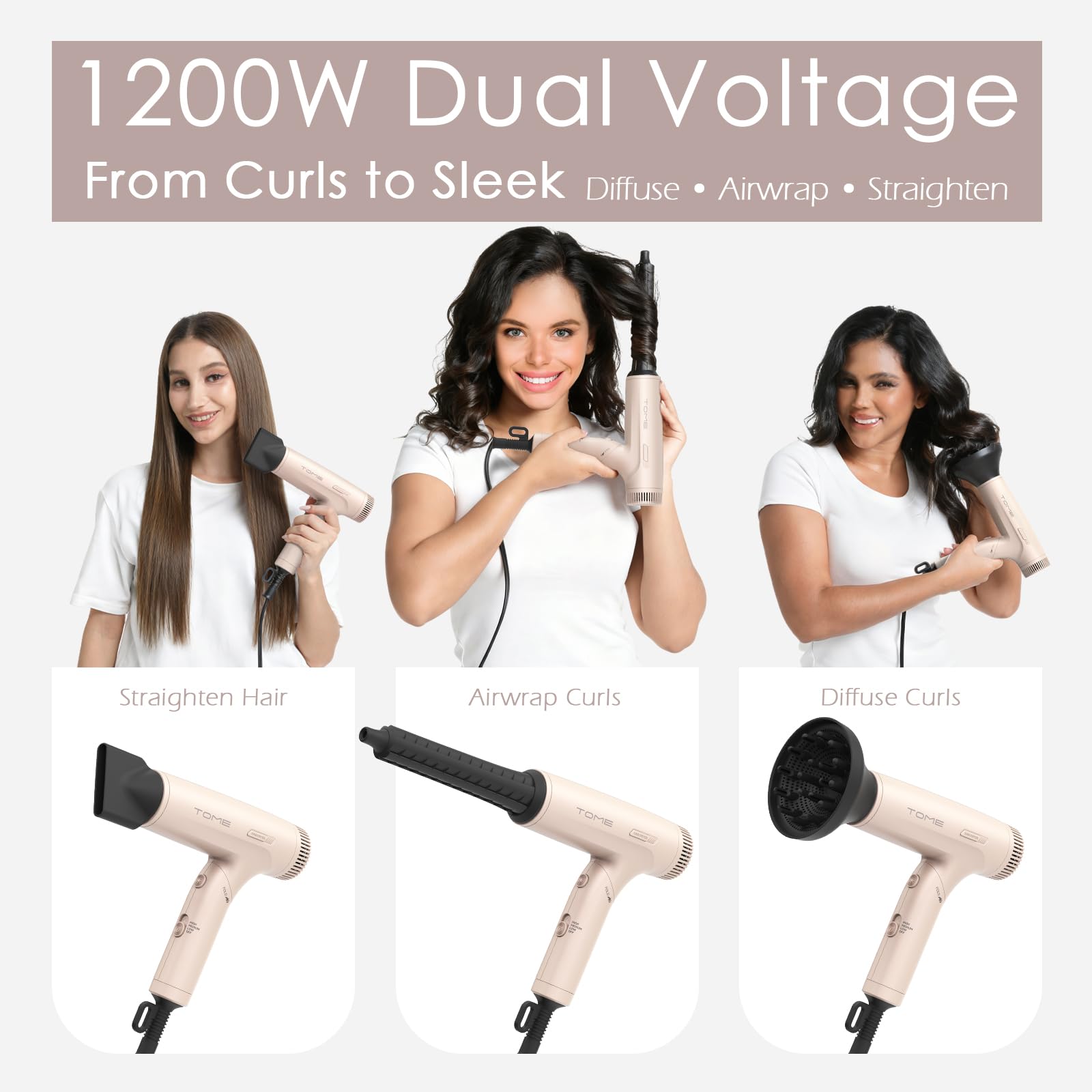 Amazon.com : TOME Dual Voltage Travel Hair Dryer, Foldable Blow