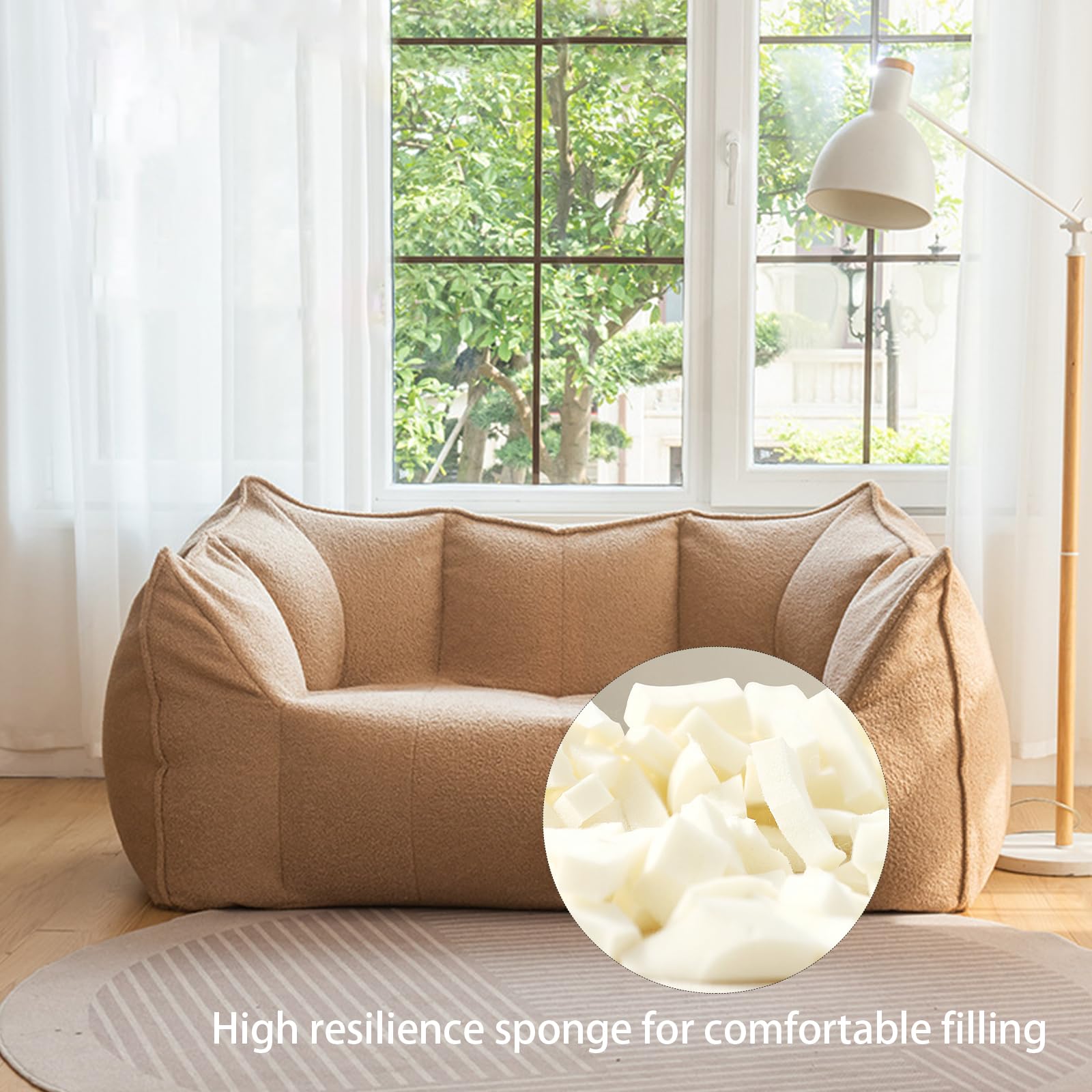 Moderni Poltrona a Sacco Divano Mini Sottovuoto da Interno Piccolo Divano compresso sottovuoto Divano 2 posti Piccolo Divano poltrone Sofa divani,Nessuna Installazione Richiesta Brown Double