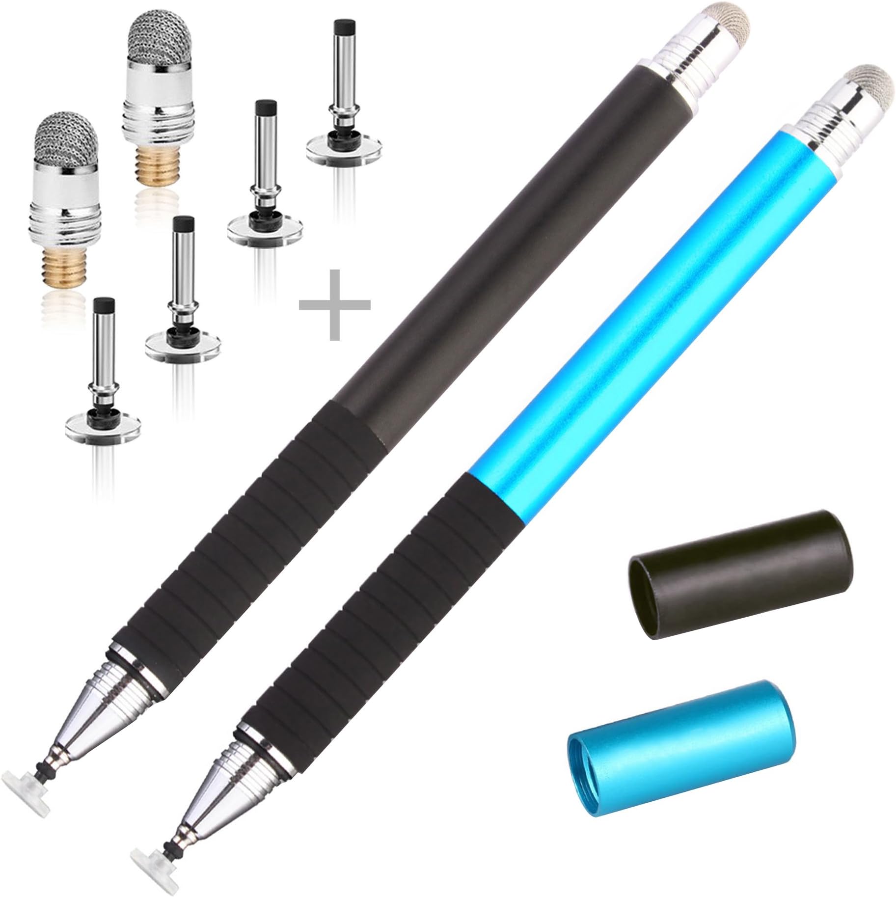 Fine Tip Stylus Pen,2 in 1 Capacitive Disc Stylus Gel Combo 2 Pcs with 4 Replaceable Disc Tips and 2 Replacement Fiber Tips for Touch Screen Tablets Samsung Galaxy/iPhone/iPad