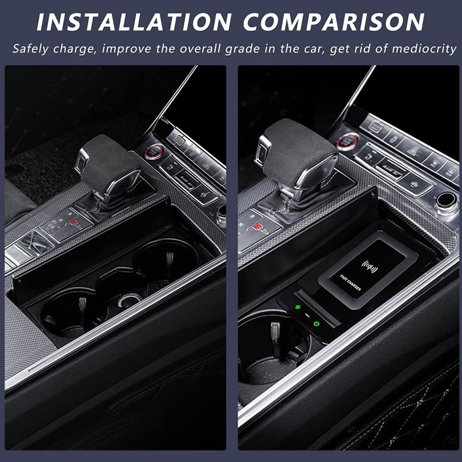 DeaVER Cargador Inalámbrico Coche Qi con Carga Rápida De 15 W para Audi A6 S6 Rs6 A7 S7 Rs7 2019-2022 Accesorios De Actualización De Consola Central Navideños