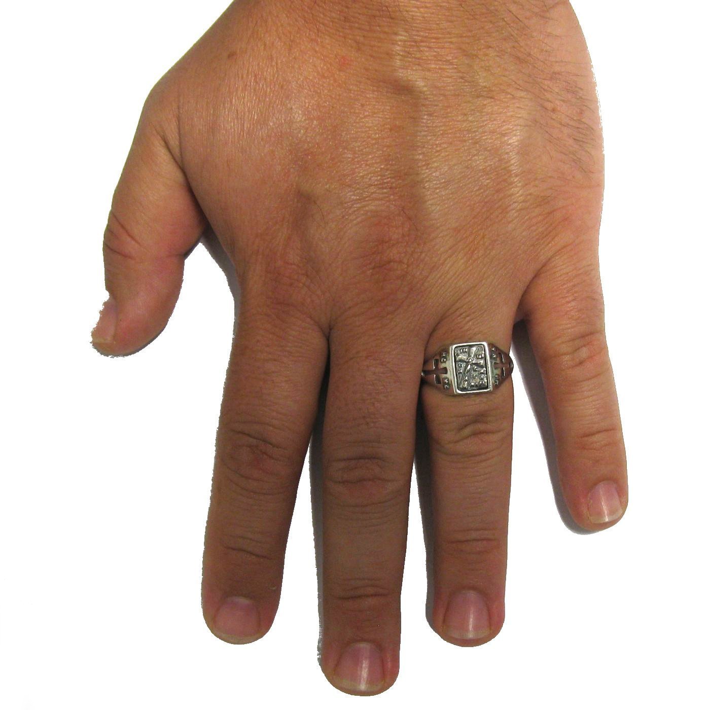Anillo de plata para hombre macizo Cruz 925 Guardar y preservar R001791