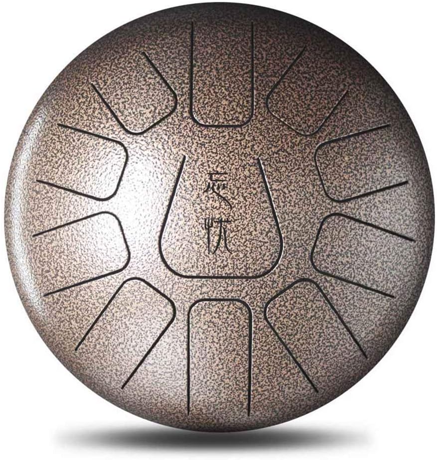 Crazywind Steel Tongue Drum Handpan D Major 11 Notes Hand Tankdrum Bag Mallets Set (10Inch) (Coffee)