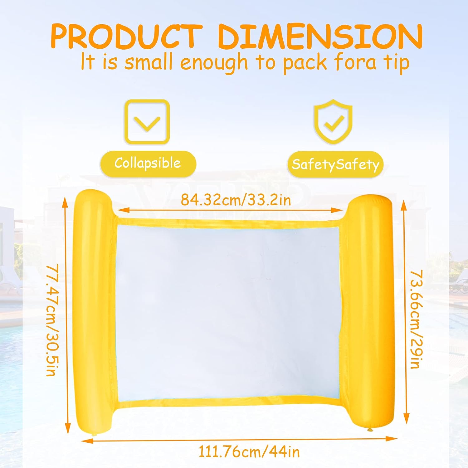Sinwind Water Hammock, Swimming Pool Beach Floating Recliner Inflatable Water Hammock Floating Bed Lounge Chair Drifter Swimming Pool Beach Float for Adult (Yellow) - Image 3