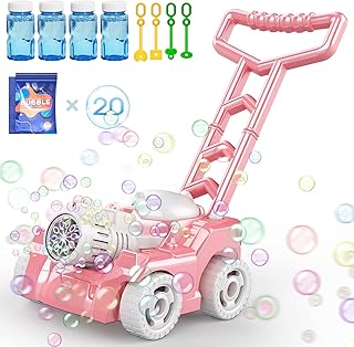Bubble Machine,Bubble Blower Maker,Bubble Lawn Mower for Toddlers 1-3,Summer Outdoor Push Backyard Toys,Wedding Party Favors,Christmas Birthday Gifts for Preschool Baby Boys Girls…