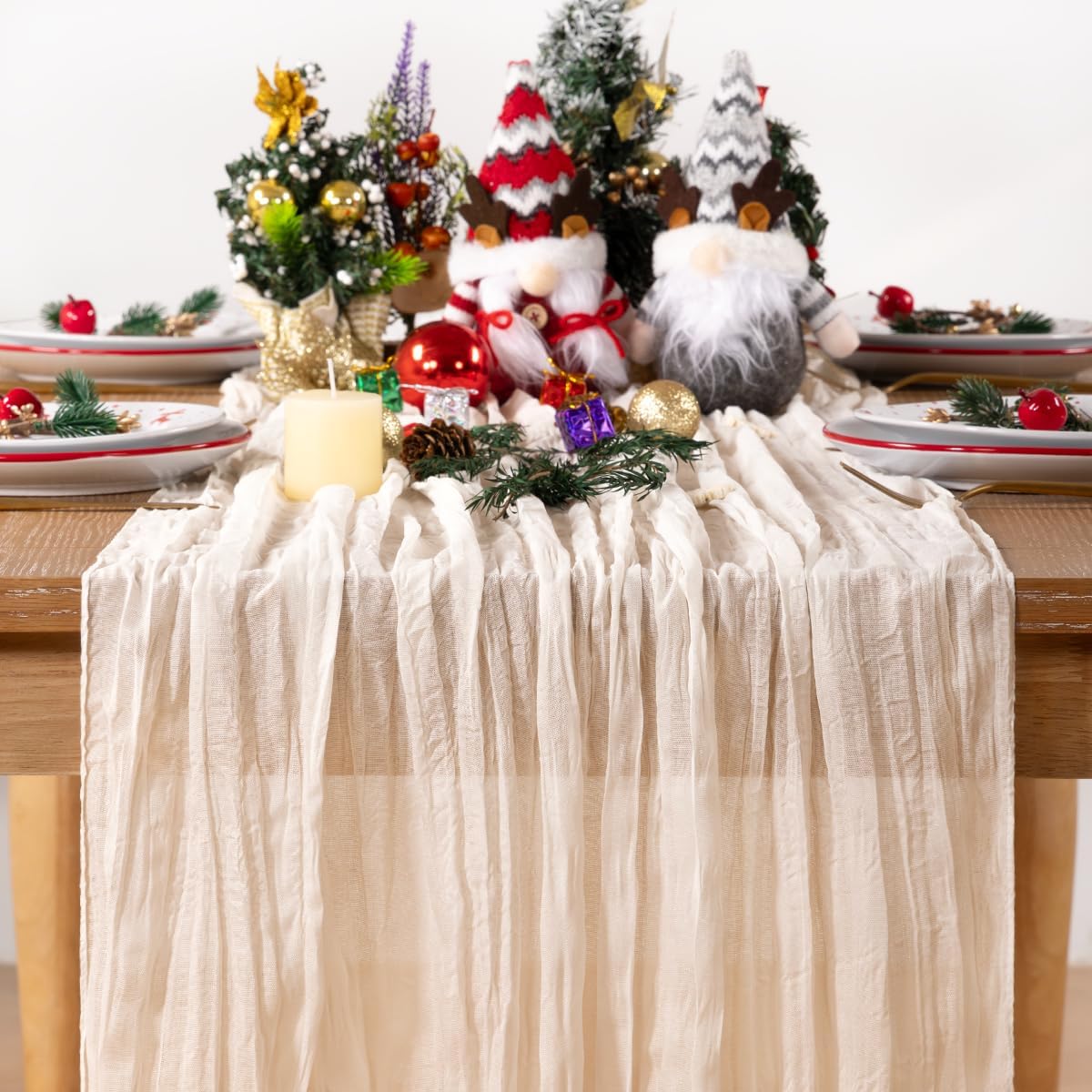 ivory white cheesecloth table runner 4 pack spring table runners boho gauze 120 inches white cheese cloth table decor for wedding bridal baby shower valentine's day ivory white 4 pack