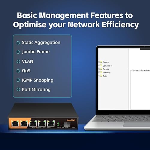 Miniatura 4 de Switch PoE Gigabit de 24 puertos no administrado, con 24 puertos PoE+ y 2 ranuras SFP, alimentación incorporada de 300 W, compatible con