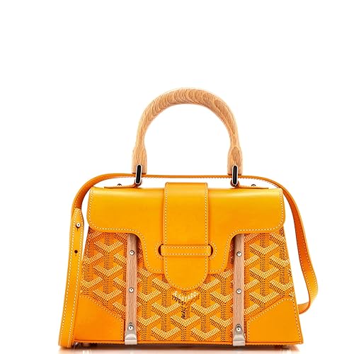 Goyard, Pre-Loved Structured Saigon Top Handle Bag Coated Canvas with Leather Mini, Yellow