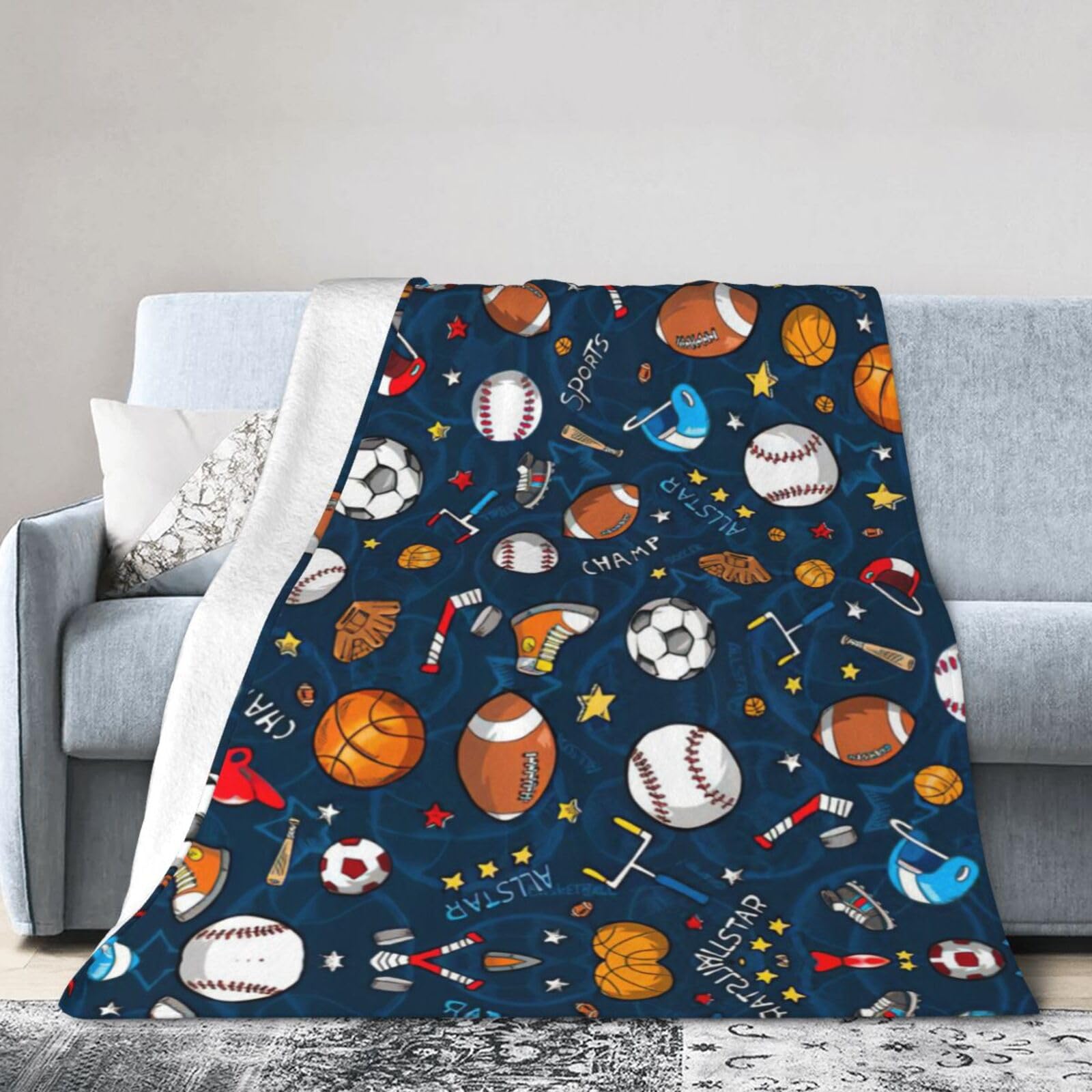 Couverture de voyage flanelle baseball plaid lit canapé camping et jeté de lit imprimé