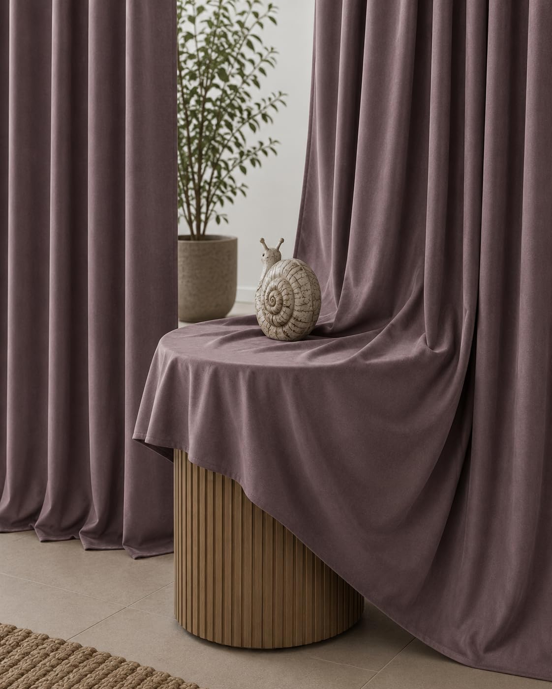 THE LINEN COMPANY Cotton Curtains 5 Feet for Window, Solid Duck Canvas Curtains for Home, 5ft Set of 2, Lavender