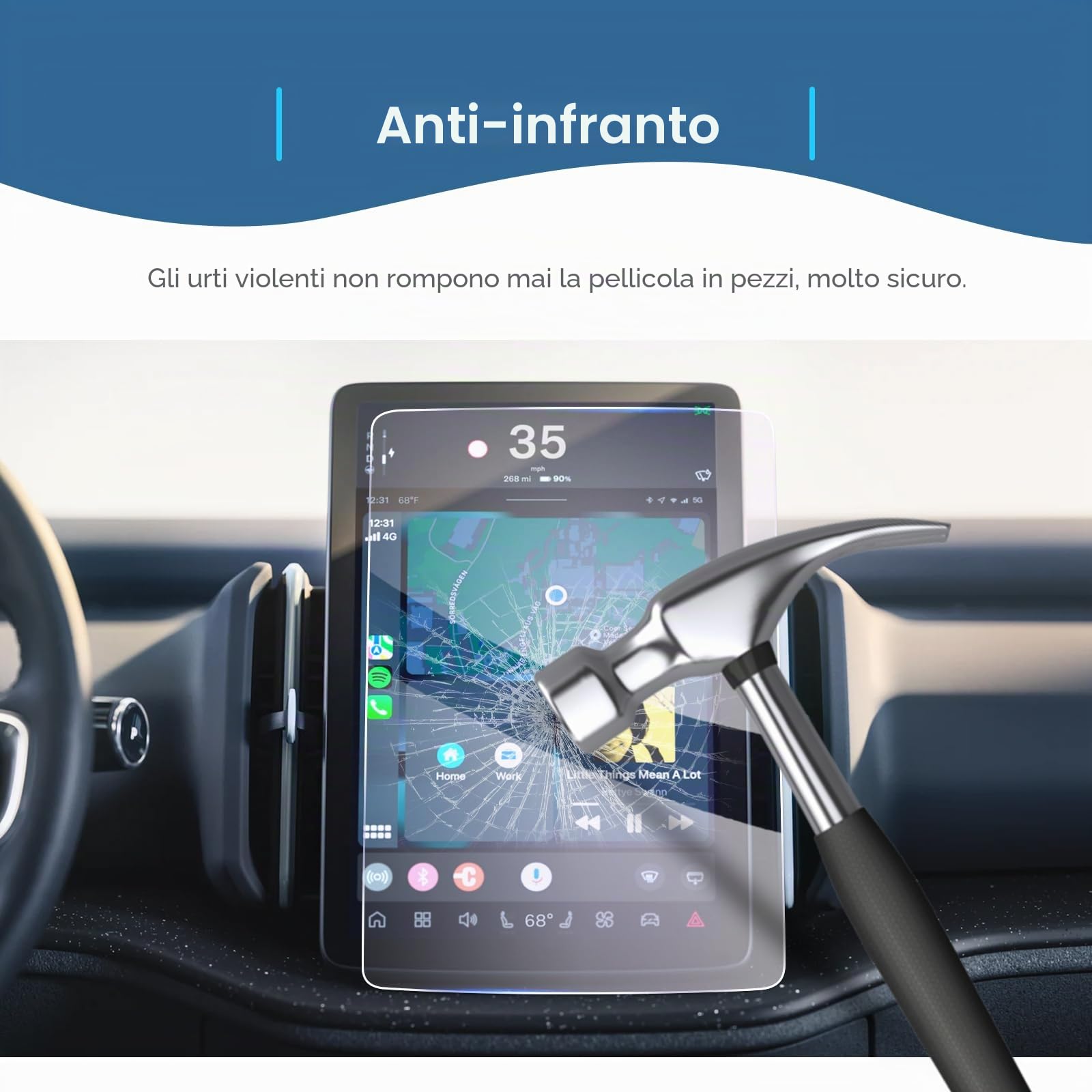 GAFAT Compatibile con Volvo EX30 2024-2026 2027 12,3" Pellicola Protettiva per Navigation, 12,3" Protettiva Vetro Temperato per Nuovo EX 30 2025 Display TouchScreen Navi GPS, Antiurto, 9H Anti-Graffio