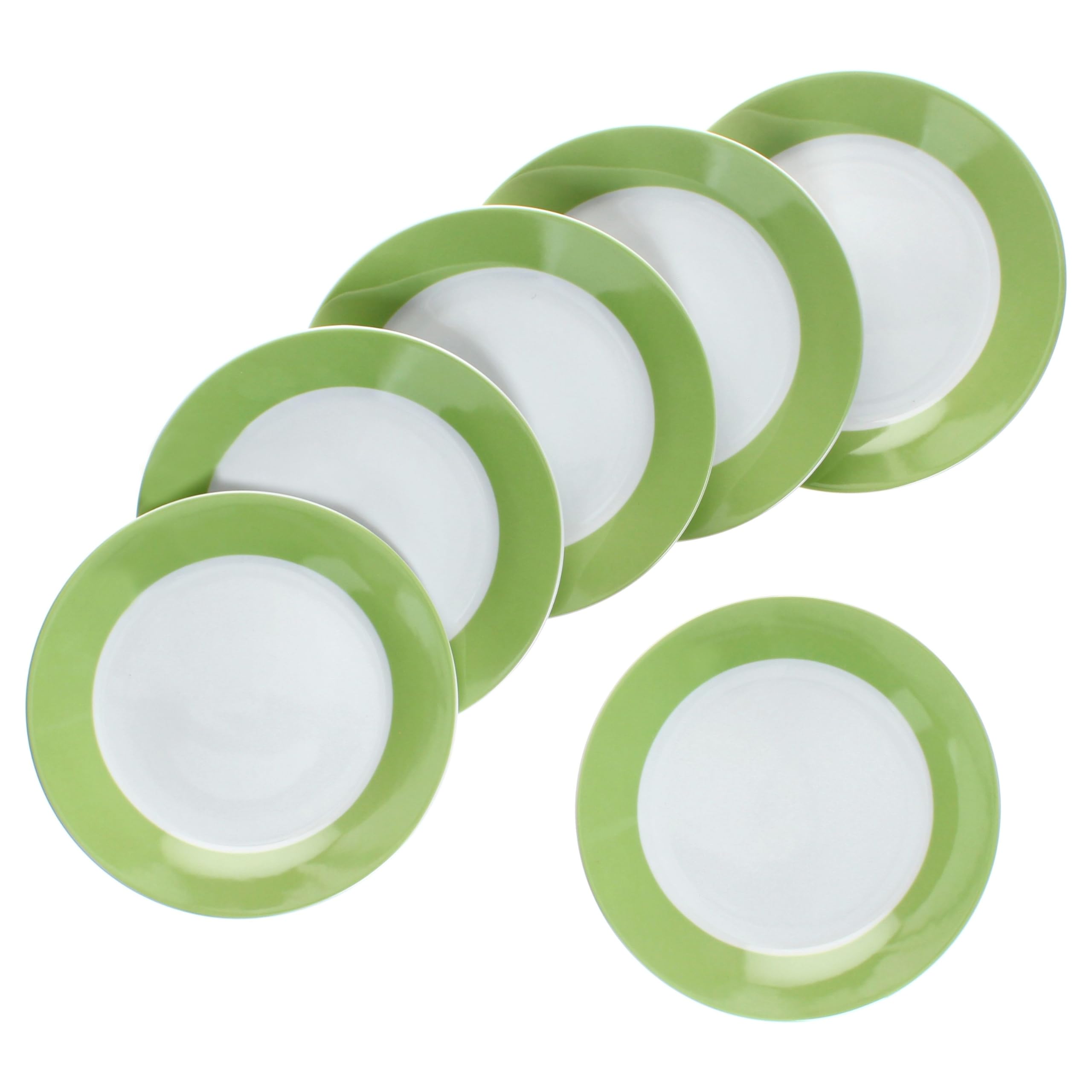 MamboCat 6er Set Variant Grün Kuchenteller I farbige Porzellan-Frühstücksteller für 6 Personen I bunte kleine Teller für Salat, Dessert & Co. beim Frühstück, Mittag, Kaffee & Abendbrot