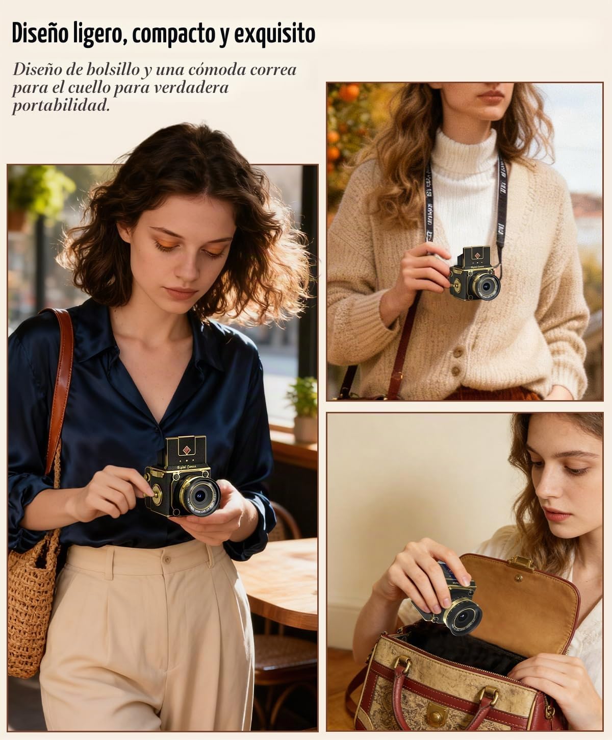 Cámara digital retro – Mini cámara de video vintage de 2.7 K, 64 MP de enfoque automático, cámaras de fotos pequeñas compactas con tarjeta de 16 GB para principiantes, adultos, adolescentes y