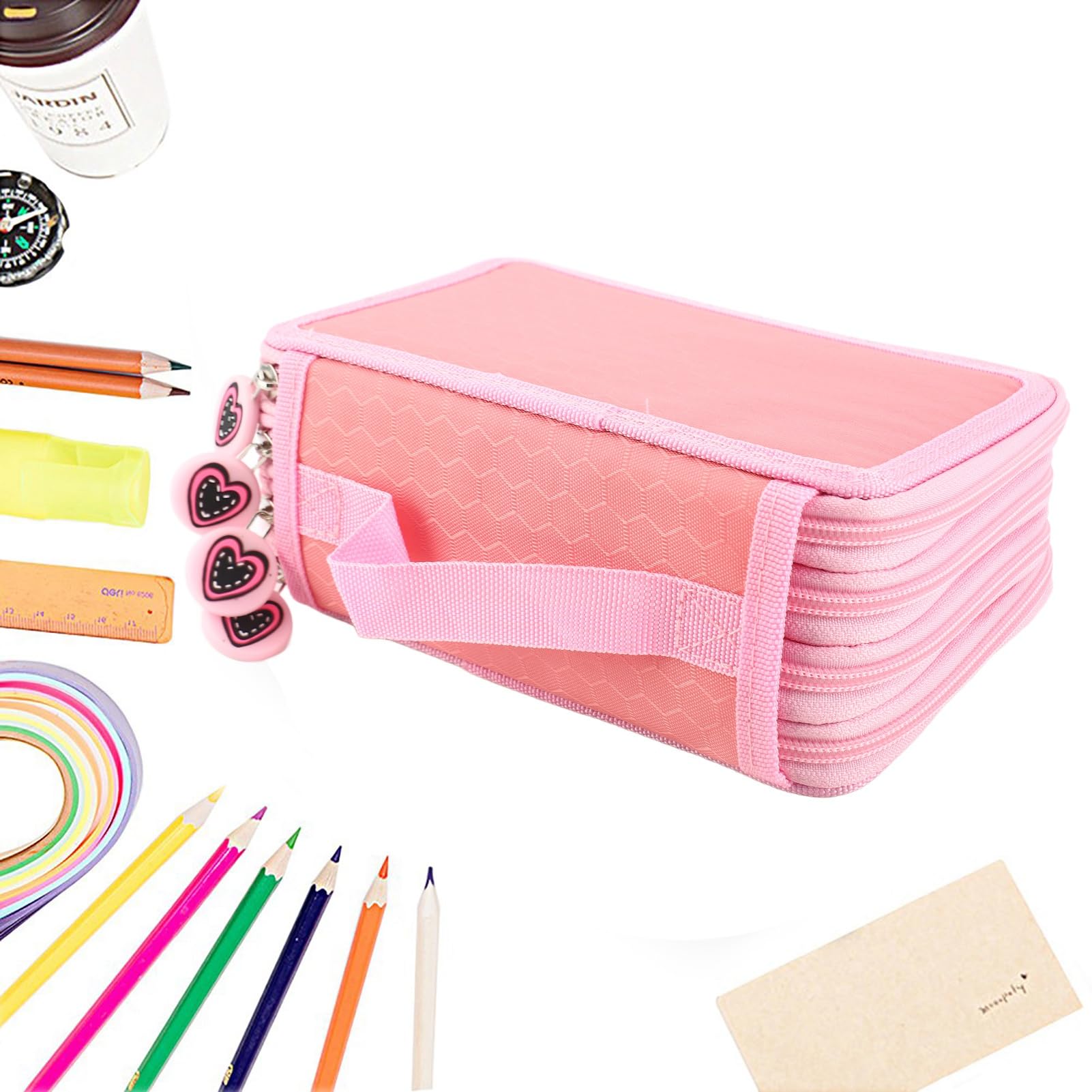 Astuccio Portamatite per 72 Matite Portapenne Astuccio Scuola Super Grande 4 Strati Portamatite Caso Utilissimo Astuccio per La Scuola (Senza Matita) - Rosa