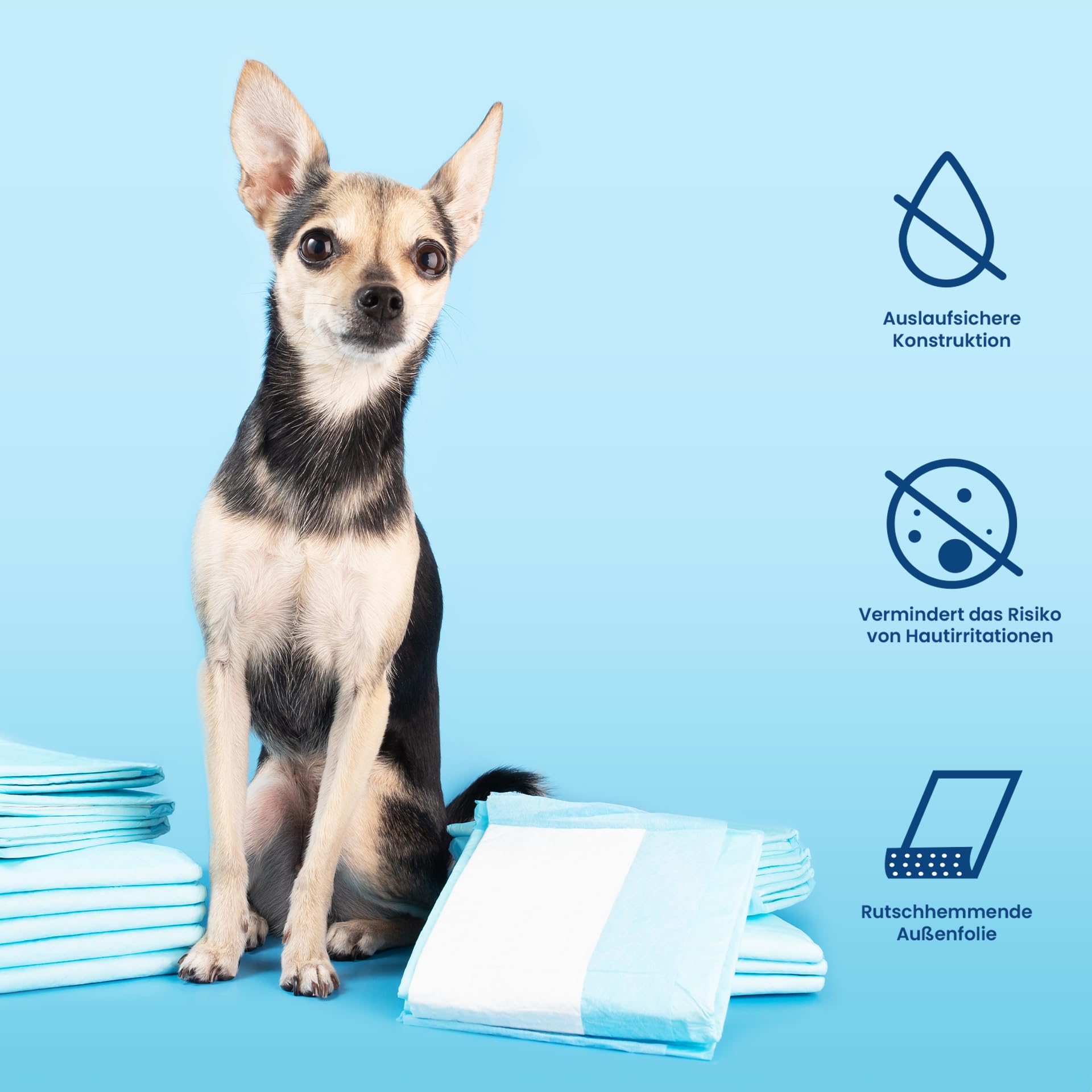 A&G-heute 200 Stück 40 x 60 cm 6-lagig Zellstoff Krankenunterlagen Saugleistung 235 ml Blau | Baby PIPI Matte Wickelauflage | Inkontinenzunterlagen Einmal-Unterlagen | Puppy Pads Trainingspads Hunde