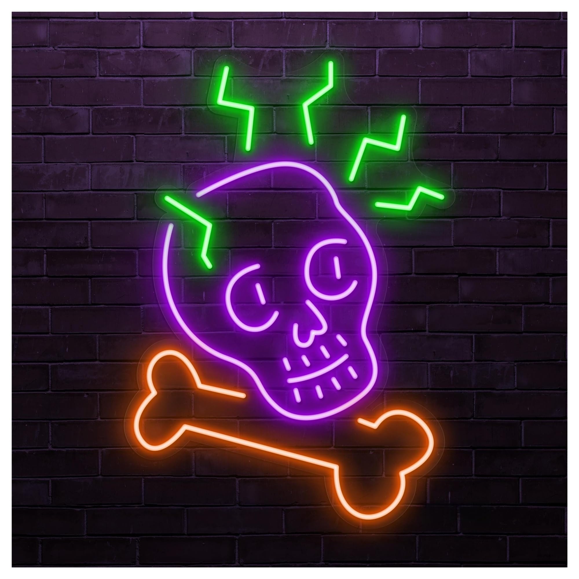 RONGCH Hanging Art Signs Skull Neon Sign, Suitable for Studio Bistro Wall Decor with Brightness Adjustable 50cm