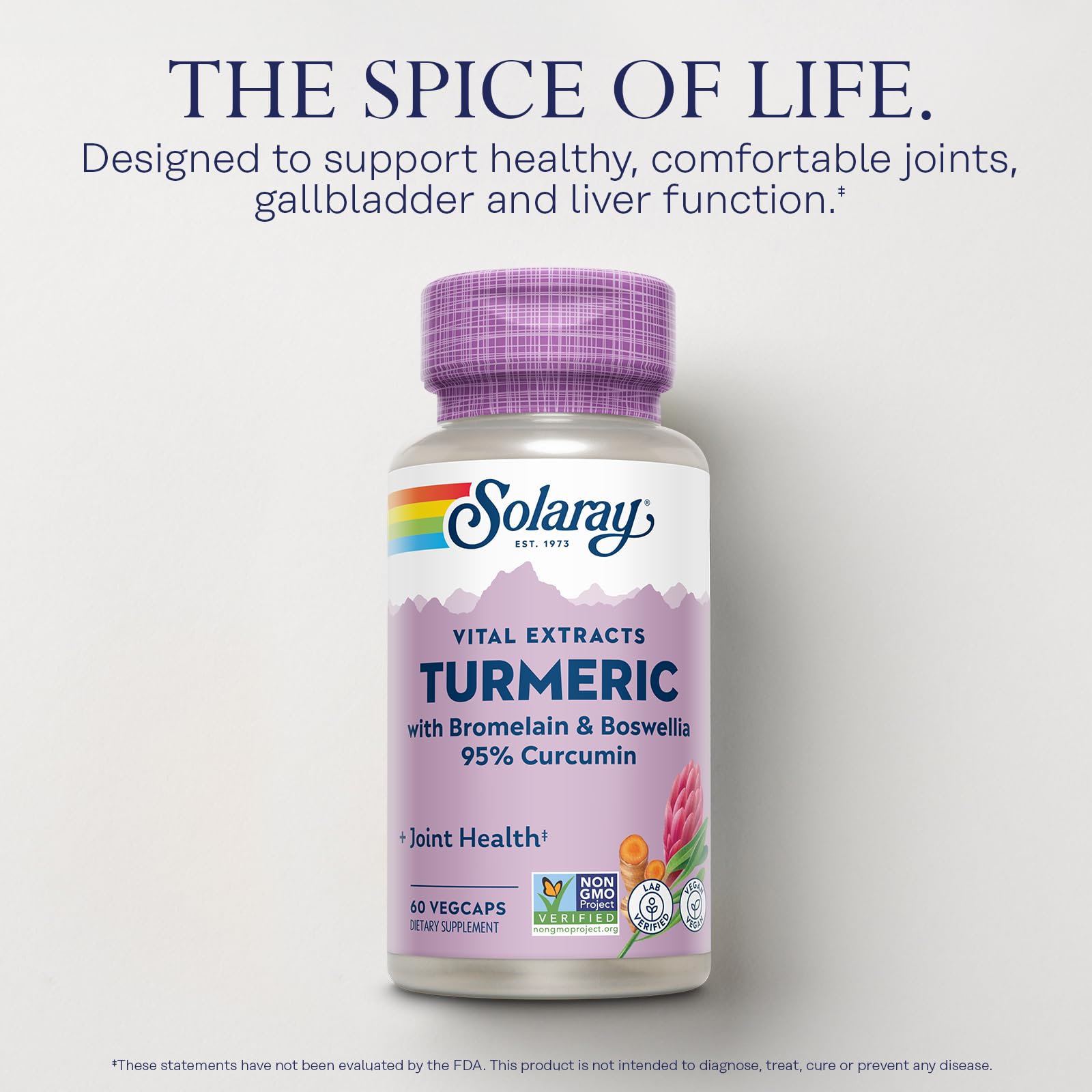 Solaray Turmeric (Bromelain & Boswelia) / 60 Vegcaps/Apto para vegano