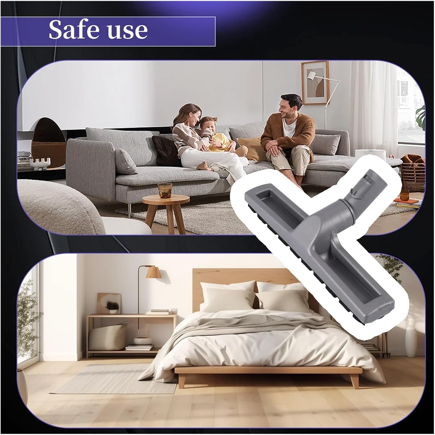 Versatile Floor Brush Head ， Compatible for Dyson， V6, DC35, DC45, DC47, DC49, DC52, DC58, DC59, DC62, DC63 - Universal Hard & Carpet Accessory