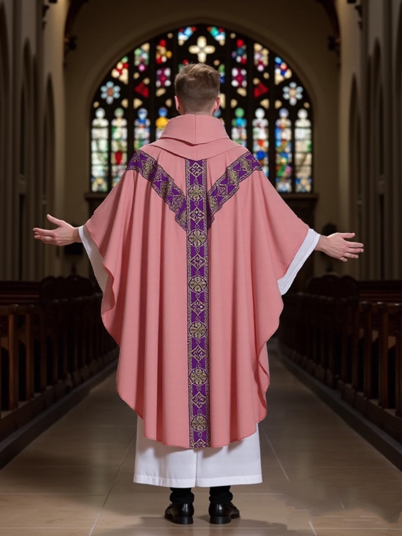 Chaquetas de iglesia elegantes para sacerdotes católicos, casulla misa, bata de cuello redondo con estola de pastor