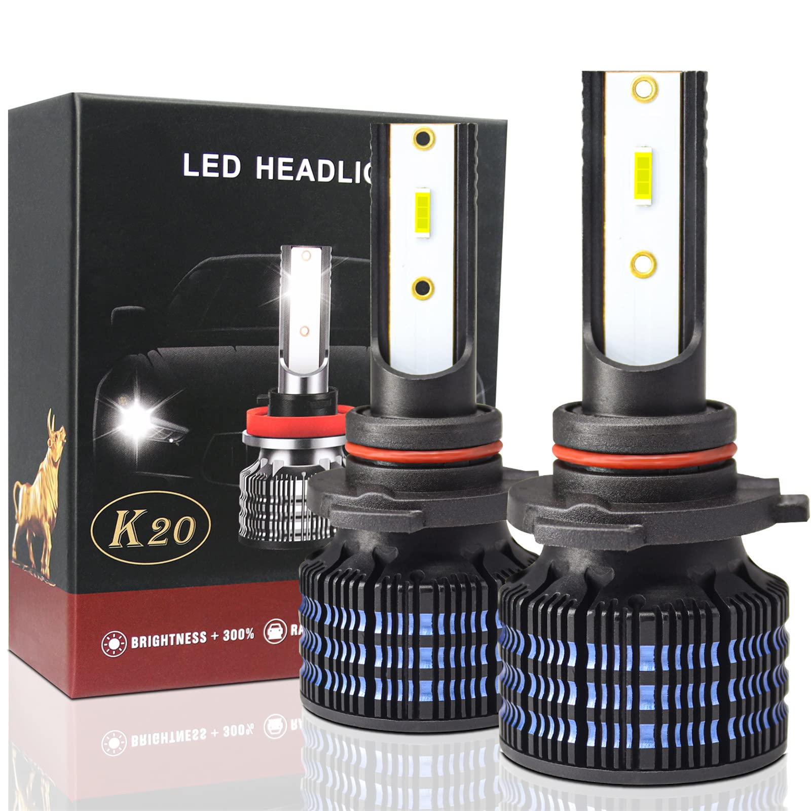 Lampadine Per Fari A LED, 55W 10000 Lumen Kit Di Conversione Per Fari A LED Super Luminosi 6000K Bianco Freddo IP68 Impermeabile, Confezione Da 2,H7