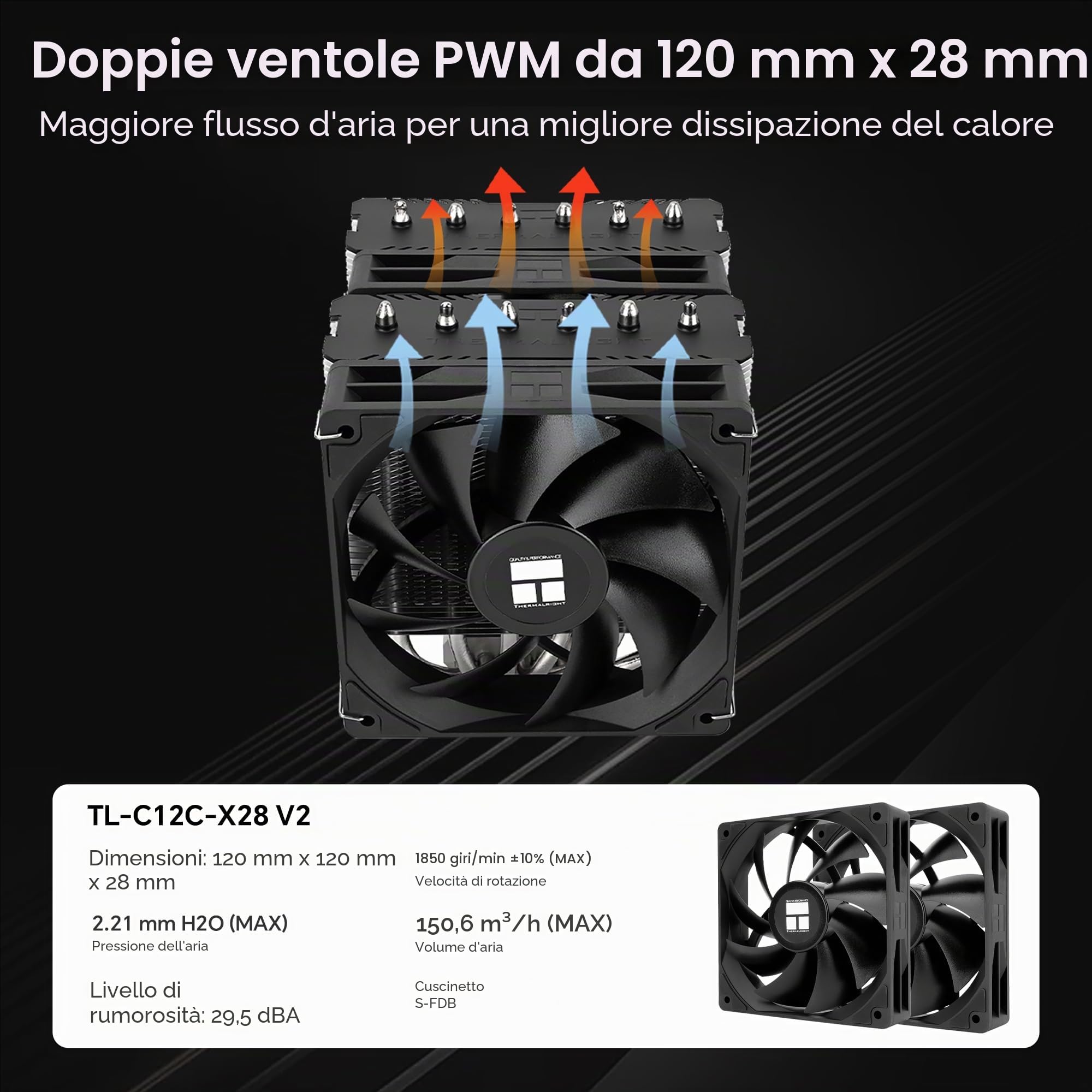 Thermalright Peerless Assassin 120 SE V2 Refroiditore CPU, TL-C12C 120mm Ventole, 1850RPM, 6 Tubazioni di Calore, per AMD AM4/AM5 e Intel LGA 1700/1851