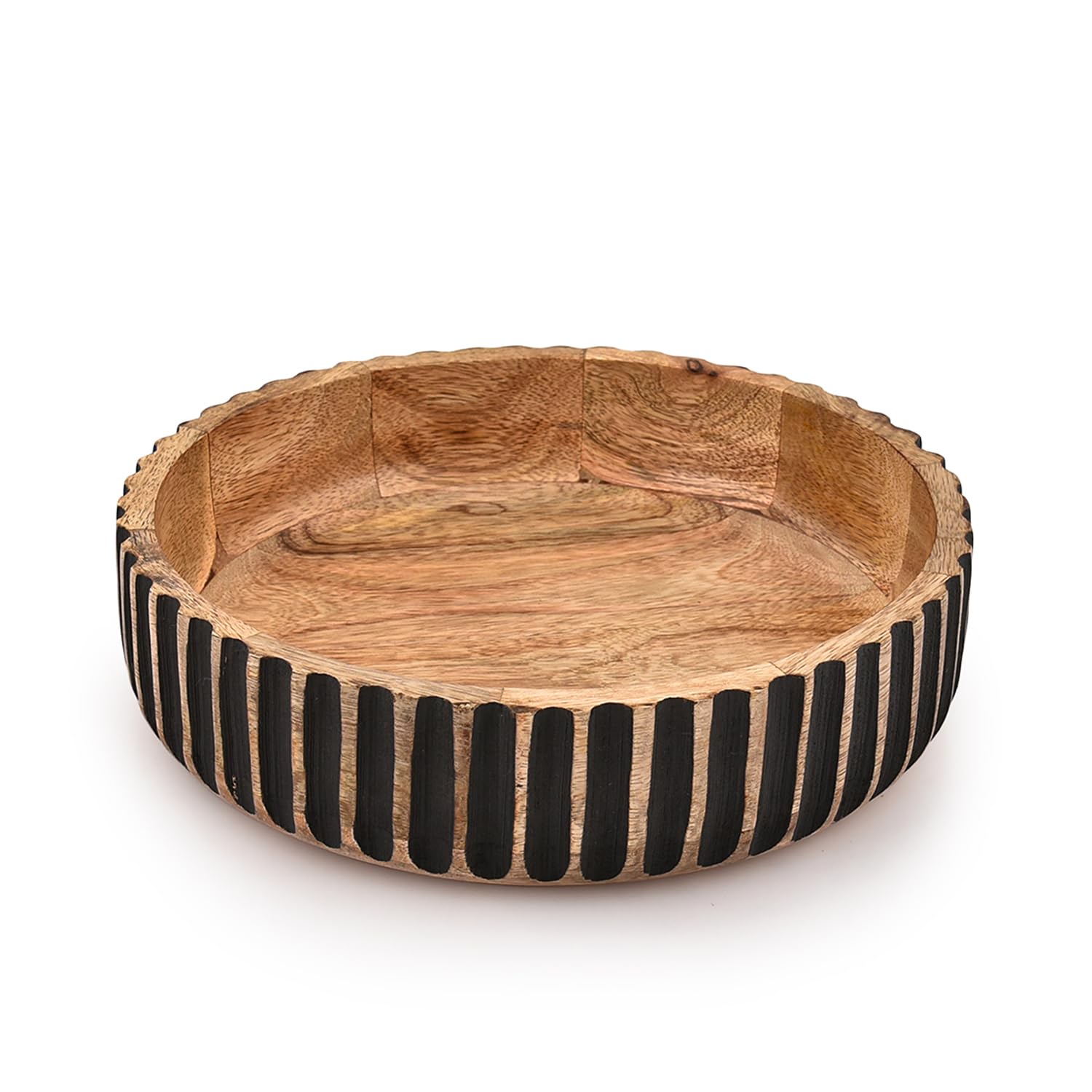 Porta frutta in legno di mango per piano di lavoro in cucina, porta frutta per decorazione in stile country, centrotavola (10 x 10 x 2,5 pollici / 25,4 x 25,4 x 6,3 cm)