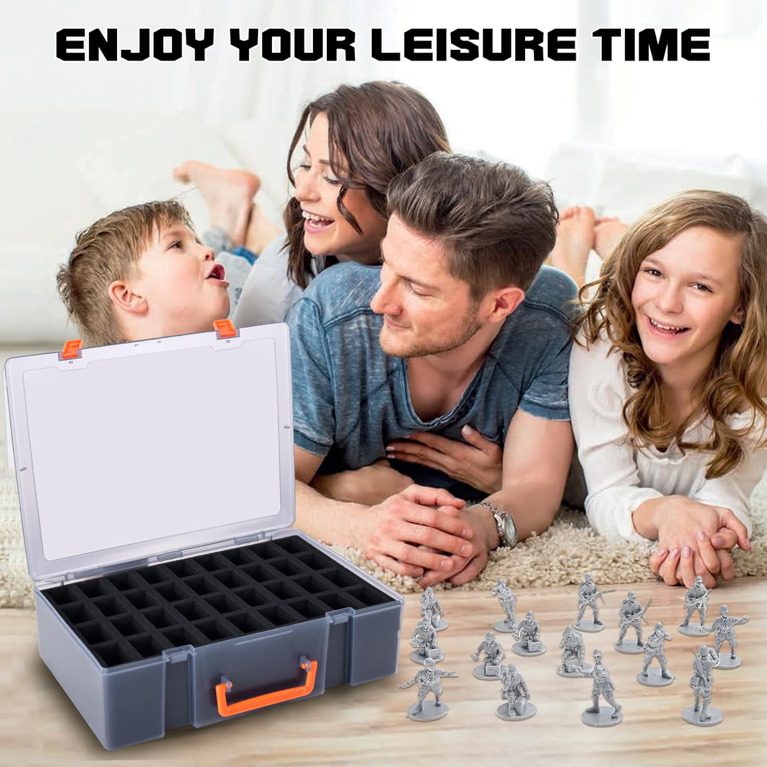 2 fundas de almacenamiento en miniatura resistentes para figuras, 144 ranuras, maleta resistente con 2 capas de espuma, compatible con Warhammer 40k, Dungeons & Dragons y más, Black