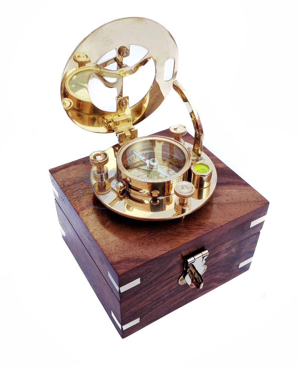Nagina International Coffre en Bois avec incrustations d'ancrage décoratif | Cadran Solaire 3 "avec boîte en Bois | Décor Maritime du Pirate