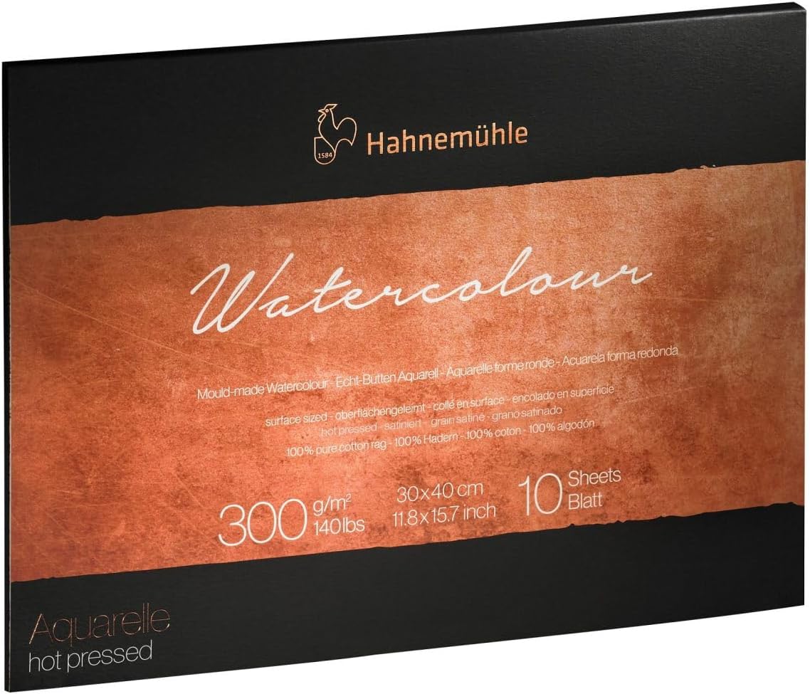 Hahnemuhle Collection Watercolor 300 Block Hot Pressed 9.5x12.6 Inches 300gsm